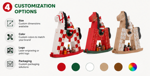 Hand Painted Wooden Horse 24 Drawer Holiday Display with Santa Decoration for Kids and Family Wooden Horse Advent Calendar - Product Image 2