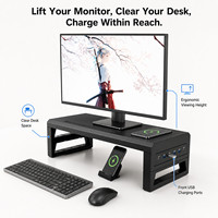 Premium Version 3.0 White Metal Monitor Support with 6 High-Speed Tech Ports and Integrated Stand