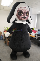 Costume de Mascotte Gonflable Nonne Maléfique Effrayante, Personnage de Dessin Animé d'Horreur, pour Halloween, Défilé, Maison Hantée, Fête, Cosplay pour Adultes