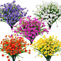 Bunga Gypsophila Plastik Mini Laris Manis, Bunga Artificial Tahan UV untuk Dekorasi Taman Luar Ruangan