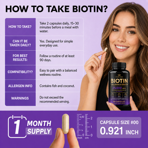 Suplemento de Biotina al por Mayor, Certificado GMPC e ISO, Sin OMG, Nutre el Cabello, la Piel y las Uñas, Apoyo Nutricional, Cápsulas de Colágeno y Queratina - Product Image 2