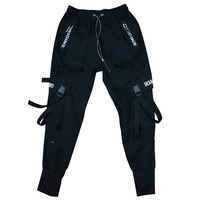 Pantalon de Jogging Sportif Décontracté Harem Techwear Cargo Noir avec Fermeture Éclair en Caoutchouc Stratifié de Haute Qualité pour Homme
