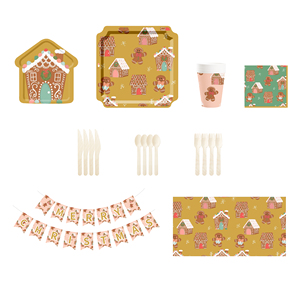 DAMAI Juego de Vajilla Desechable Decorativa con Diseño Navideño, Platos de Papel, Servilletas y Vasos con Hombre de Jengibre - Product Image 2