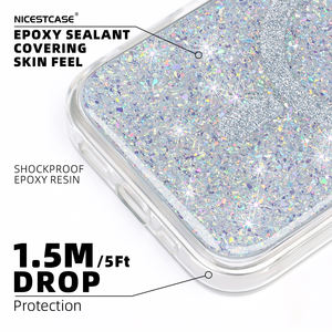 Étui de téléphone argenté à paillettes - Product Image 2