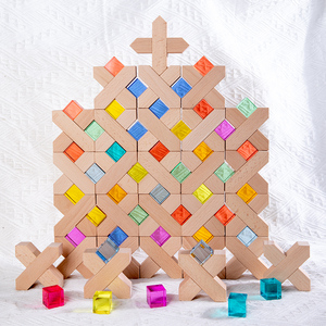Factory Direct Selling Colorful 100 Pieces of <b>Acrylic</b> Stacking Toy <b>Blocks</b> Cube Toys Worn Creative Early Education Toys - Product Image 2