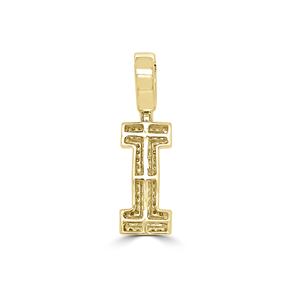 Collier en or blanc 14 carats avec initiales en diamant I Pendentif à breloque de luxe avec lettre universitaire plaquée rhodium - Product Image 4
