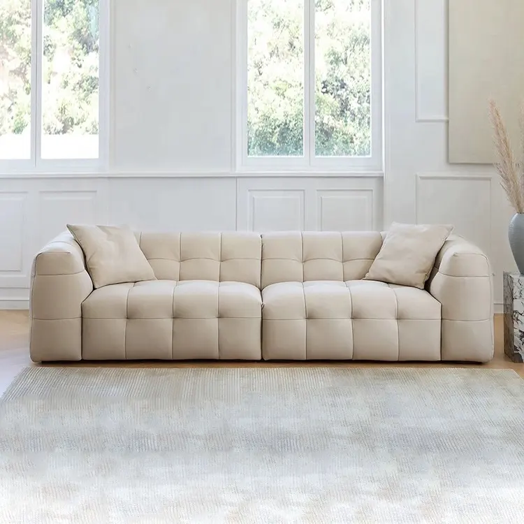 Customized high quality popular sofa set furniture living room modern comfort white sofa elegant lambs wool fabric couch