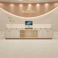 Bureau d'accueil en bois simple et moderne pour clinique dentaire Salon de beauté Studio de yoga Centre de soins post-partum Classe de danse Front d'entreprise