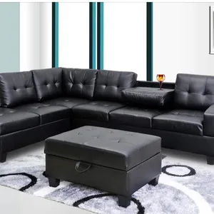 Nouveau style de luxe italien canapé d'angle modulaire sectionnel inclinable moderne en cuir l forme salon canapé ensemble meubles canapé donc
