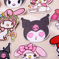 Prêt à expédier : Patchs thermocollants esthétiques Anime Goth, motif Fille démoniaque de dessin animé mignonne et élégante, avec capuche et nœud papillon tête de mort