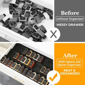 <span class=keywords><strong>Organisateur</strong></span> de <span class=keywords><strong>tiroir</strong></span> à épices en plastique à trois couches, détachable, emboîtable et extensible, avec 36 plateaux pour tiroirs de cuisine modernes - Product Image 5