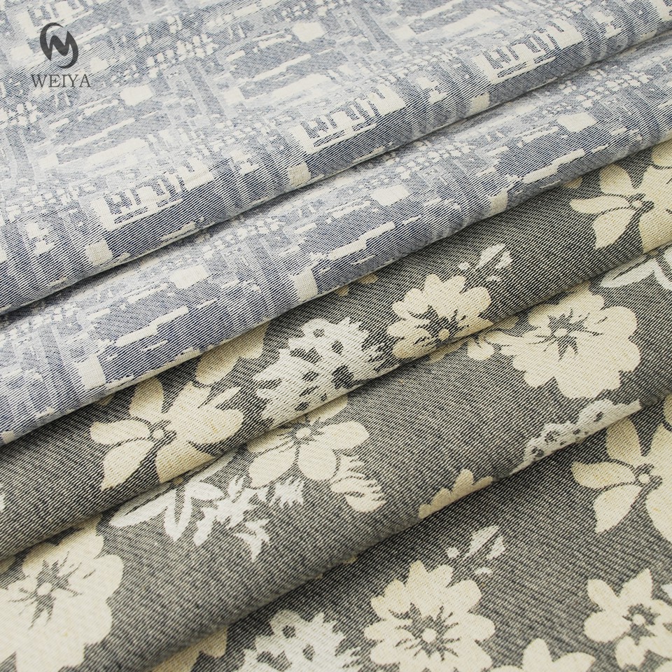 Mens Shirting Material Dobby Flower Denim Look Viscose Blend Cotton Linen Jacquard Fabric for Suit Clothes