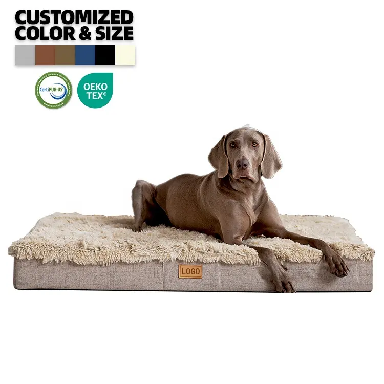 Material de espuma sustentável luxuoso padrão de cama de cachorro elevada customizável