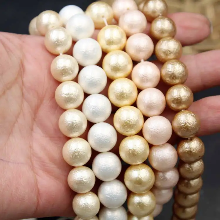 Cotton pearl loose beads Straight hole through hole Zou pattern shell beads DIY jewelry handmade beaded material