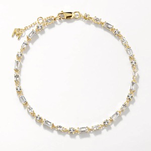 Bracelet tennis en or 18 carats avec diamants baguette et <span class=keywords><strong>marquise</strong></span>, design en argent sterling 925, différents styles, breloques cœur 925 - Product Image 1
