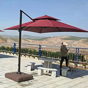 Parasols de restaurant durables en aluminium, imperméables, avec éclairage solaire, pour l'extérieur - Product Image 1