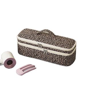 Bolsa de Almacenamiento Portátil para Herramientas de Peinado con Estampado de Leopardo, Organizador de Doble Capa con Cierre - Product Image 1