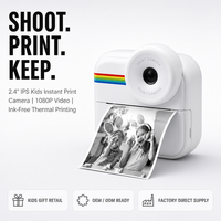 Kamera Mini HD 1080P Portabel untuk Anak-anak, Sudut Lebar 120, Printer Foto Instan dengan Kertas Thermal, Layar Plastik 2.4 inci, 1200mAh