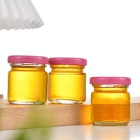 Stoples kaca madu berbentuk silinder kustom 45ml kemasan transparan mewah stoples kaca madu kosong dengan tutup Tinplate