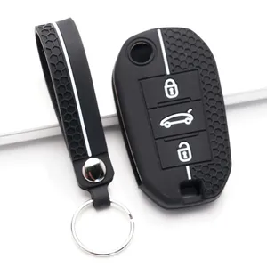 Coque de clé de voiture en silicone, porte-clés pour <span class=keywords><strong>Peugeot</strong></span> <span class=keywords><strong>2008</strong></span> 308 T9 208 pour Citroën Berlingo <span class=keywords><strong>2019</strong></span> C3 Cactus Picasso C4l C5 X7 C8 - Product Image 5
