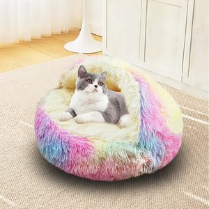 Katzen bett Runde Plüsch Fluffy Hooded Cat <span class=keywords><strong>Bed</strong></span> <span class=keywords><strong>Cave</strong></span>, Gemütlich für Indoor-Katzen oder kleine Hunde betten, wasserdichter Boden wasch bar - Product Image 2