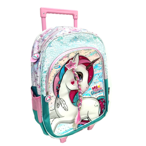 Hot New Girls Mochilas escolares <span class=keywords><strong>Mochila</strong></span> <span class=keywords><strong>con</strong></span> <span class=keywords><strong>ruedas</strong></span> Unicorn Children Trolley Mochilas escolares para niñas - Product Image 2