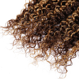 P4/27 Mèches de cheveux humains ondulés profonds avec mèches mèches miel, tissages de cheveux bouclés brun miel, lots de 3 mèches, extensions de cheveux vierges pour queues de cheval - Product Image 4