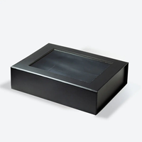 Boîte cadeau en carton rigide pliable avec logo personnalisé de luxe, fermeture magnétique et fenêtre transparente