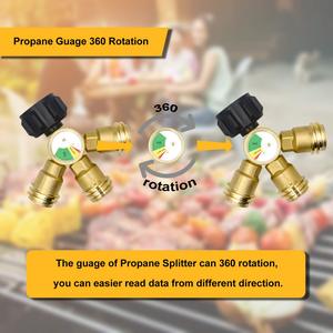 Répartiteur de propane à 3 voies avec manomètre |   <span class=keywords><strong>Adaptateur</strong></span> de réservoir de propane QCC1 en laiton - Product Image 6