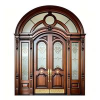 Villa de luxe porte d'entrée extérieure personnalisé en bois massif hall d'hôtel porte en verre personnalisé principal double portes en bois sculpté