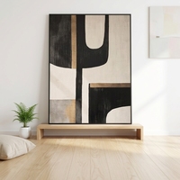 Peinture à l'huile 3D moderne à texture épaisse, peinte à la main, avec feuille d'or noir, art abstrait sur toile, taille personnalisable, cadre sur mesure pour