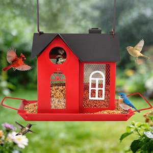 Comedero Moderno y Creativo para Pájaros y Ardillas, Decoración Colgante de Metal para Jardín, Estilo Casa Columpio - Product Image 2