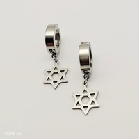 Clips d'oreille élégants anti-décoloration en forme de croix hexagramme, sans perçage, pour hommes, design créatif, boucles d'oreilles en acier inoxydable, bijoux d'oreille, vente en gros