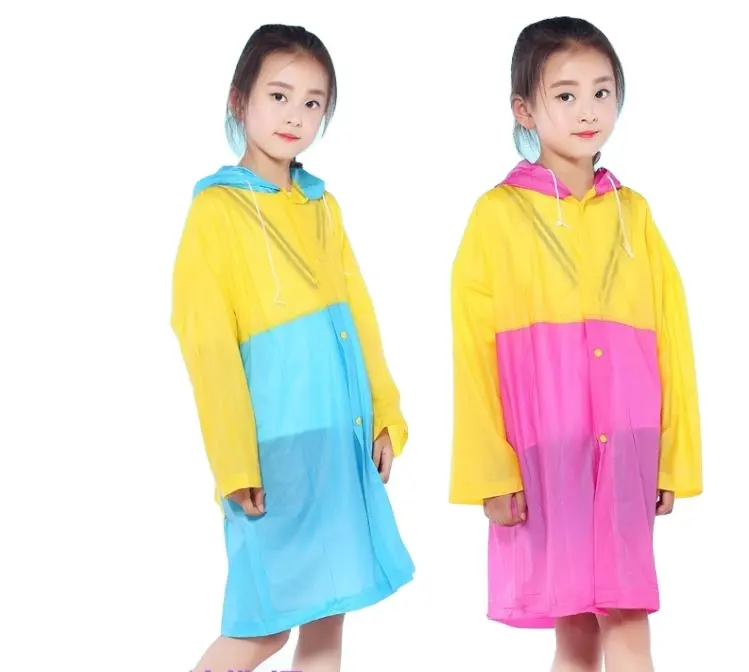 패션 만화 PVC 후드 어린이 비옷 어린이를위한 두꺼운 정장 판초 무지개 방수 레인 코트 판초