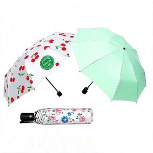 Custom Logo Premium Sturdy Durable 3-Fold Design Sunproof Pongee Fabric Heavy-Duty Reliable <b>Screen</b> Printing <b>Folding</b> Umbrella - Product Image 1