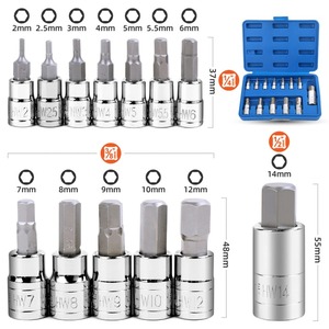 13-delige huishoudgereedschapset vanadiumstaal 1/4'' 3/8 en 1/2'' aandrijving H2-H14 stervormige Torx bit socket set - Product Image 4