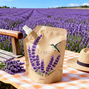 Bolsa de Papel Kraft Impresa Personalizada, Ecológica, Biodegradable, para Líquidos, con Boquilla, para Envasar Aceite Corporal, Loción, Champú - Product Image 1