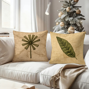 Rahat ev dekorasyonu için harita desenli vintage yaprak desenli kırlentler - Product Image 4