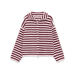 Suéter de Punto con Cierre de Doble Cremallera a Rayas de Moda <span class=keywords><strong>Primavera</strong></span> 2026 ZATRHMBM, Suéter Cárdigan Retro Informal para <span class=keywords><strong>Mujer</strong></span> - Product Image 2