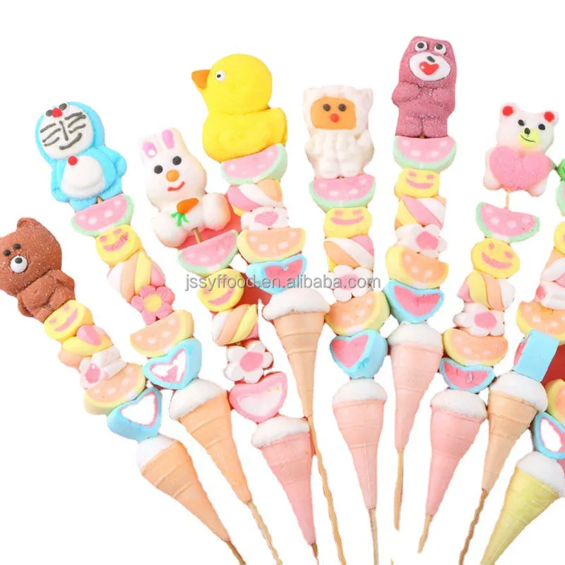 Oem bán buôn Halal vui hình dạng động vật phim hoạt hình Marshmallow Pop Lollipop kẹo bông