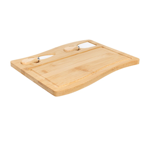 ZB Custom Wavy Bamboo Cheese Serving and Cutting Board Set Wood Plate Board for Kitchen for Chopping Food Serving - Product Image 3
