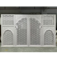 Fournitures de fête personnalisables, luxueuses, pour banquet de mariage marocain traditionnel, décoration murale d'arche blanche 3D pour scène de mariage
