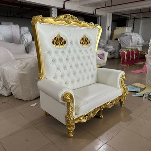 Simplicidad barato lujo oro blanco Hotel boda evento reposabrazos respaldo alto reina rey trono <span class=keywords><strong>silla</strong></span> - Product Image 6
