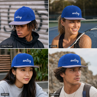 Casquette de baseball personnalisée en daim à visière plate, 6 panneaux, snapback brodé, bicolore bleu, réglable, pour le sport, vente en gros, OEM, faible MOQ