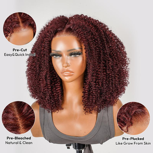 <span class=keywords><strong>Parrucca</strong></span> in Capelli Umani Brasiliani Ricci Afro Rosso Cola, Senza Colla, Chiusura in Pizzo Pretagliata 7x5, Alta Densità, Vendita all'Ingrosso - Product Image 4