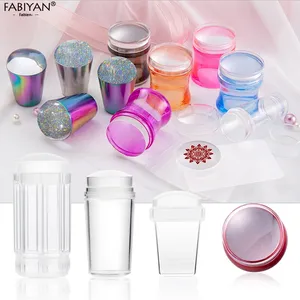 Set de Sellos de Silicona para Uñas con Mango Transparente Esmerilado, Cabezal Suave y Raspador, Herramienta de Diseño e Impresión para Salón de Manicura - Product Image 5