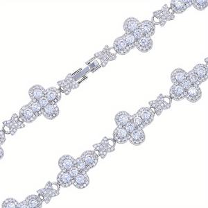 Dropshipping di lussuosi gioielli incrociati scintillanti collana di diamanti CZ da uomo 10mm con diamanti ghiacciati a forma di croce catena da Tennis - Product Image 6