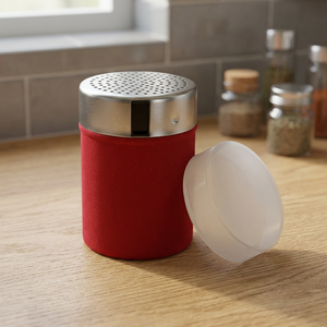 Salière et poivrière en acier inoxydable de couleur texture rouge - Product Image 1