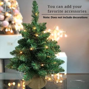<span class=keywords><strong>Mini</strong></span> <span class=keywords><strong>sapin</strong></span> de Noël artificiel pré-éclairé de 20 pouces, 20 lumières LED blanc chaud, fonctionne sur piles, base <span class=keywords><strong>en</strong></span> toile de jute écologique, pour bureau - Product Image 5