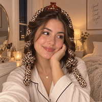 Kit de bigoudis sans chaleur en satin avec pince à cheveux imprimé léopard et 2 chouchous pour femmes et filles, pour boucles de nuit, vente en gros